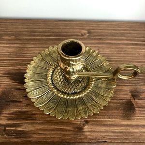 Sunflower brass candlestick